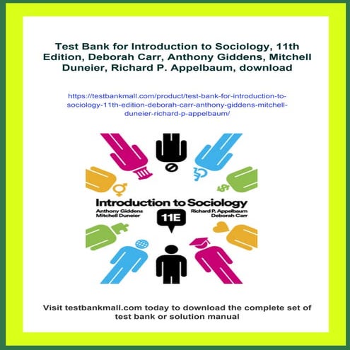 Test Bank for Introduction to Sociology, 11th Edition, Deborah Carr ...