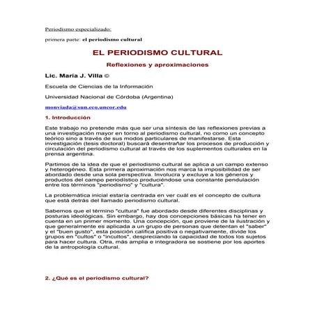 Reflexiones sobre el periodismo cultural...