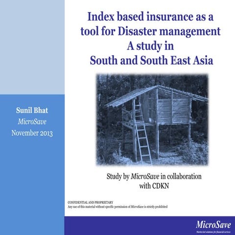 Index based Insurance as a Tool for Disaster Management - A study in South an...