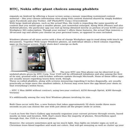 HTC, Nokia offer giant choices among phablets