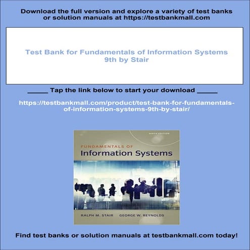 Test Bank for Fundamentals of Information Systems 9th by Stair | PDF