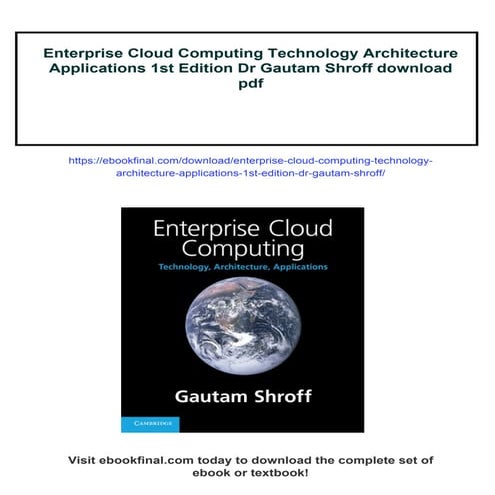Enterprise Cloud Computing Technology Architecture Applications 1st Edition D...