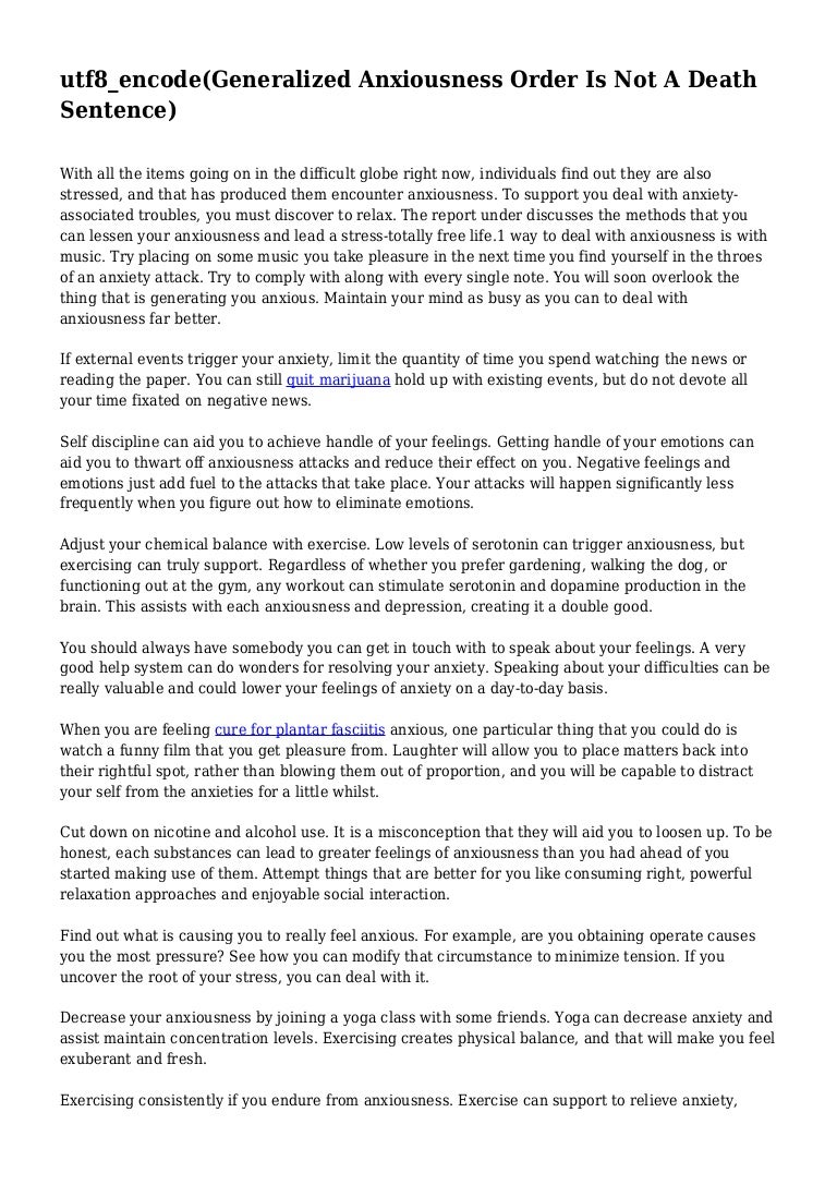 Generalized Anxiousness Order Is Not A Death Sentence generalized anxiousness order is not a