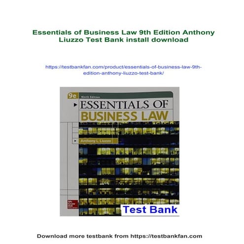 Essentials of Business Law 9th Edition Anthony Liuzzo Test Bank | PDF
