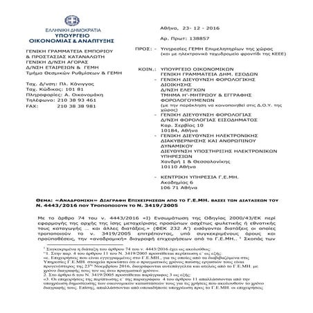 Υπουργείο Οικονομίας και Ανάπτυξης: 138857/16