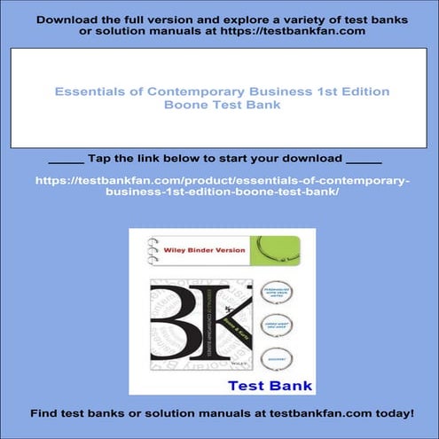 Essentials of Contemporary Business 1st Edition Boone Test Bank | PDF