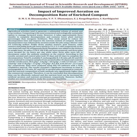 Impact of Improved Aeration on Decomposition Rate of Enriched Compost