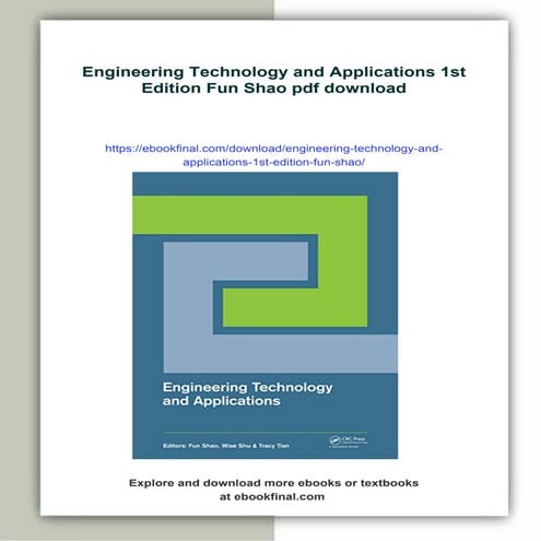 Engineering Technology and Applications 1st Edition Fun Shao