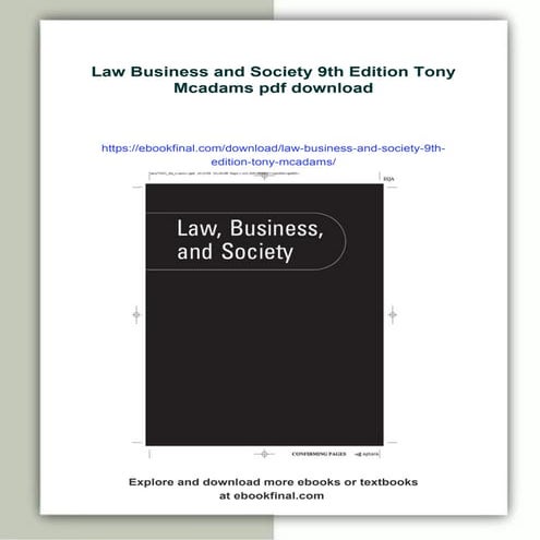 Law Business and Society 9th Edition Tony Mcadams