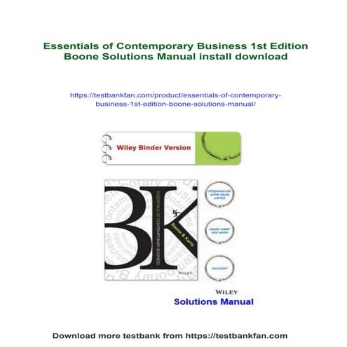 Essentials of Contemporary Business 1st Edition Boone Solutions Manual