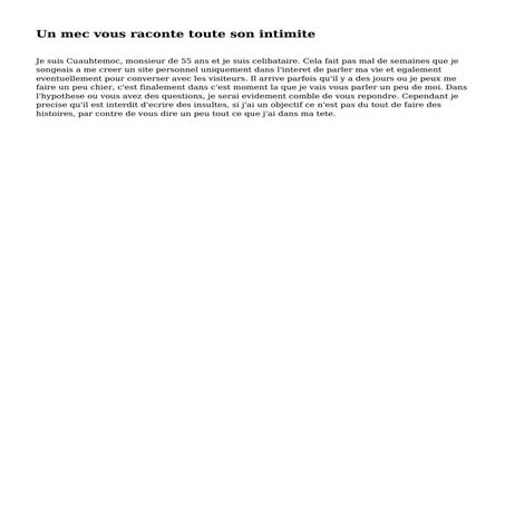 Un mec vous raconte toute son intimite