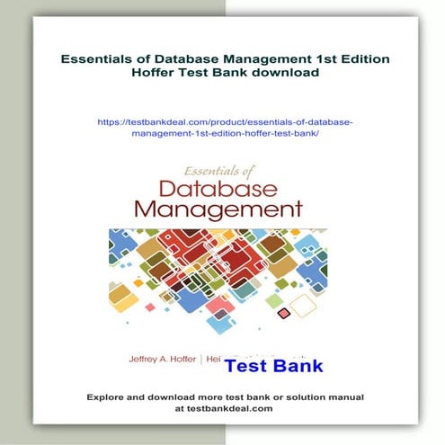 Essentials of Database Management 1st Edition Hoffer Test Bank | PDF