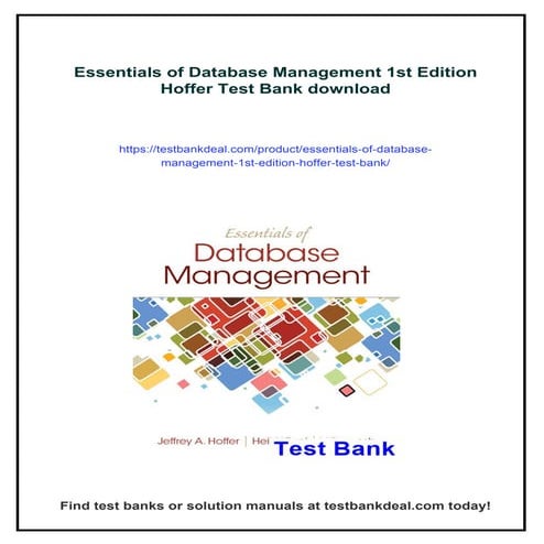 Essentials of Database Management 1st Edition Hoffer Test Bank | PDF