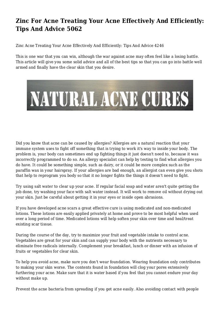 Zinc For Acne Treating Your Acne Effectively And Efficiently Tips An…