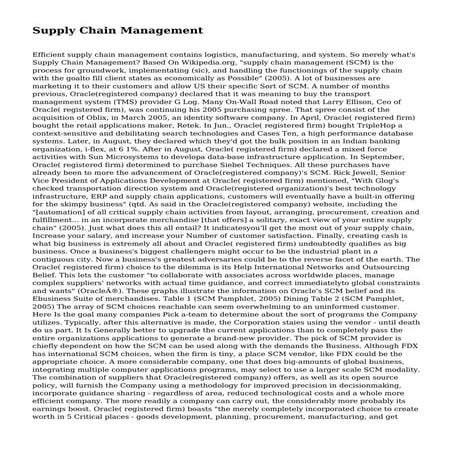 Supply Chain Management
