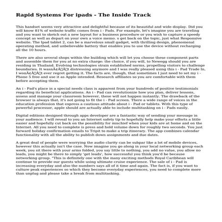 Rapid Systems For ipads - The Inside Track