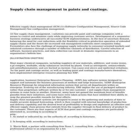 Supply chain management in paints and coatings. | PDF