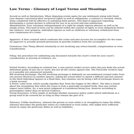 Law Terms - Glossary of Legal Terms and Meanings