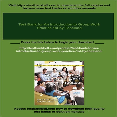 Test Bank for An Introduction to Group Work Practice 1st by Toseland