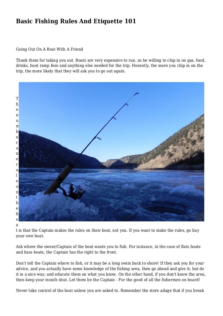 Basic Fishing Rules And Etiquette 101