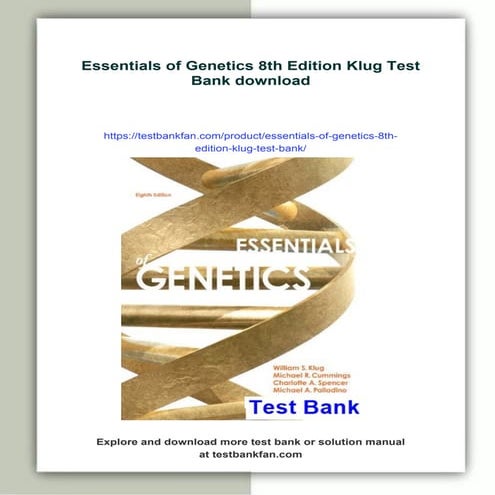 Essentials of Genetics 8th Edition Klug Test Bank | PDF