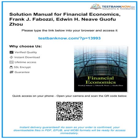 Comprehensive Solution Manual for Financial Economics by Fabozzi, Neave, and Zhou | PDF