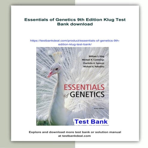 Essentials of Genetics 9th Edition Klug Test Bank