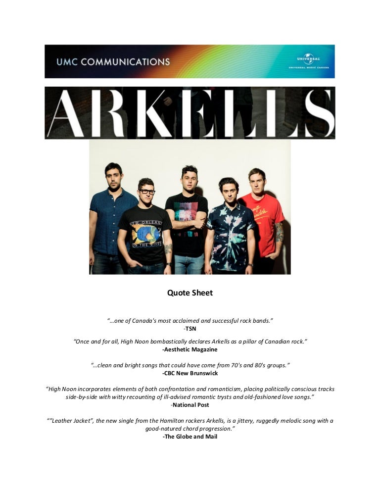Arkells Quote Sheet Pdf