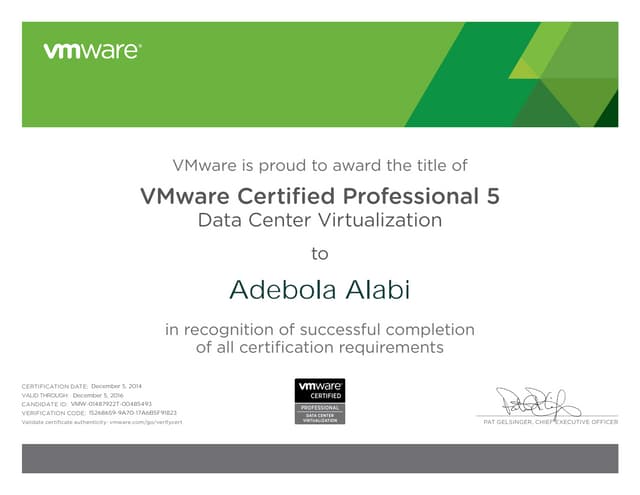 Vmware eCertificate