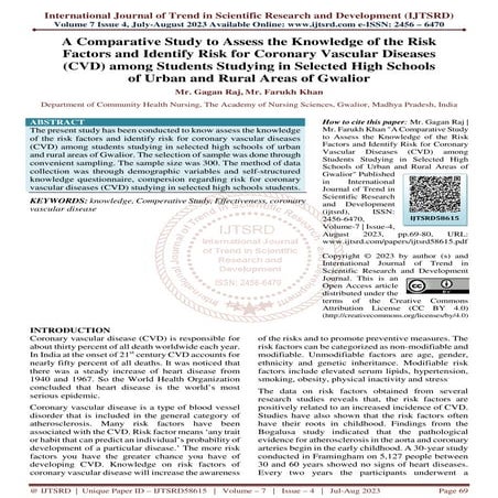 A Comparative Study to Assess the Knowledge of the Risk Factors and ...