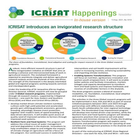 ICRISAT introduces an invigorated research structure (The research structure ...