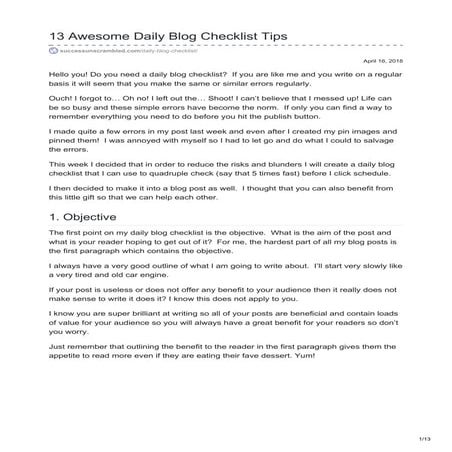 13 Awesome Daily Blog Checklist Tips