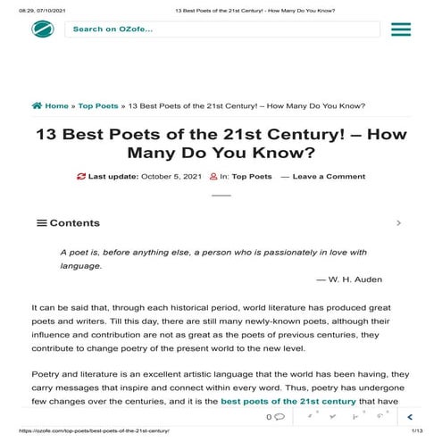 13 best poets of the 21st century! how many do you know 