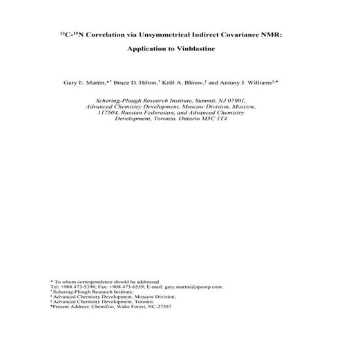 13C-15N correlation via unsymmetrical indirect covariance NMR Application to ...