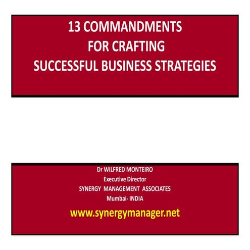 13 commandments for crafting successful business strategies