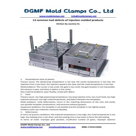 13 common bad defects of injection molded products