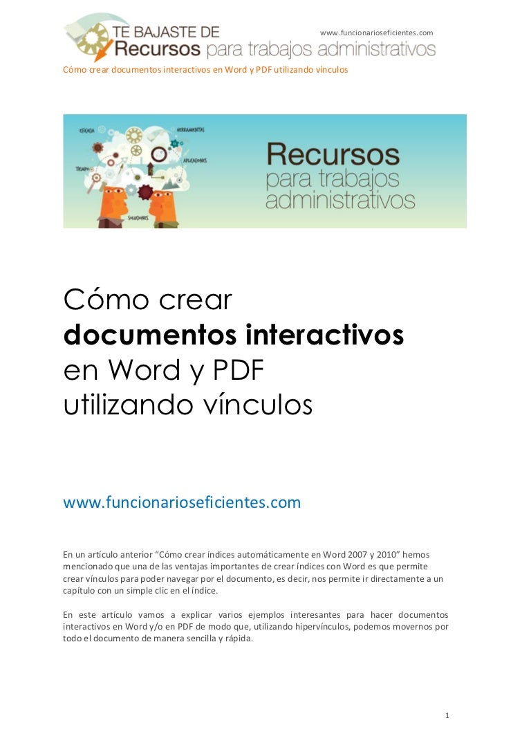 Como Crear Documentos Interactivos En Word Y Pdf Utilizando Vínculos