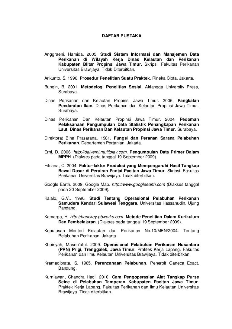 Daftar Pustaka Manajemen Operasional Pelabuhan Perikanan Pantai Ppp