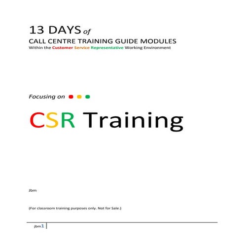 13 days call center training module
