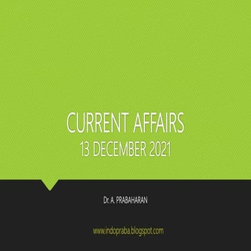 13 December 2021 Current Affairs Ppt