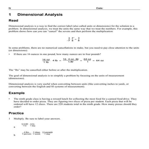 1 3 dimensional analysis & fractions