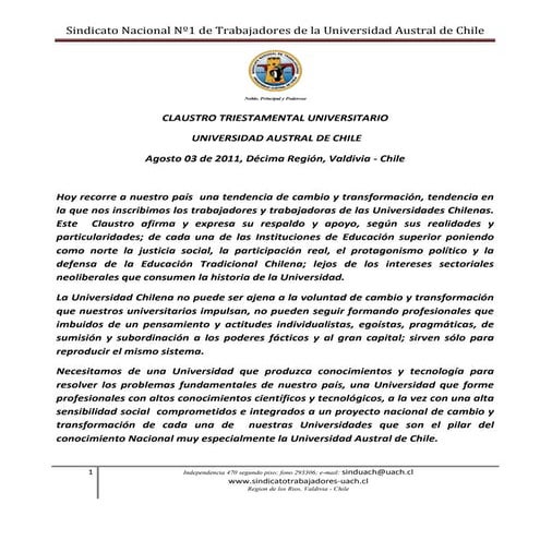 13 documento sindicato trabajadores presentado al claustro triestamental