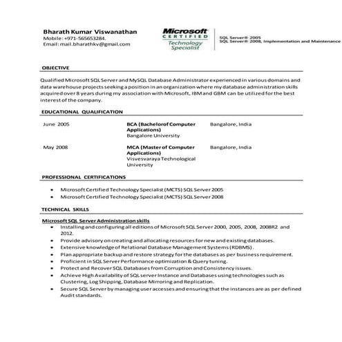 Bharath_Viswanathan_MSSQLDBA_8YEARSEXPERIENCE