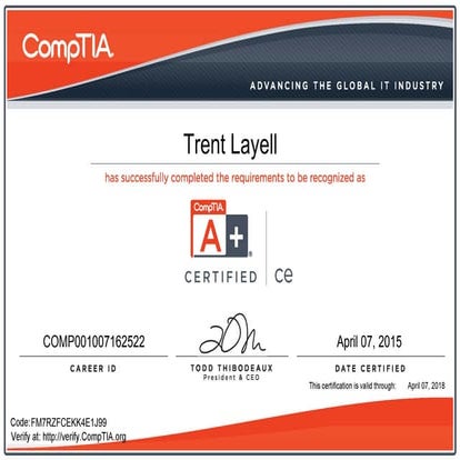 Comp tia ctt+ classroom trainer certificate | PDF