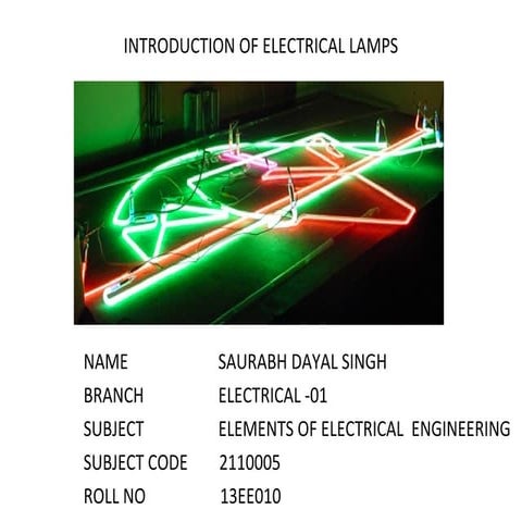 ELECTRICAL LAMPS AND THEIR TYPES