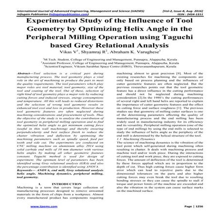 experimental study of the influence of tool geometry by optimizing helix angl...