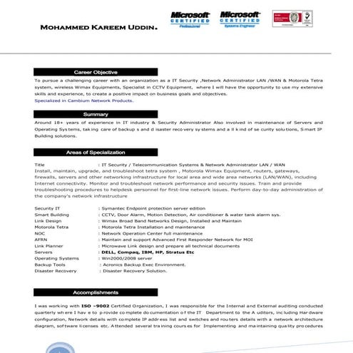 Mohd Kareem  CV July 26 2015