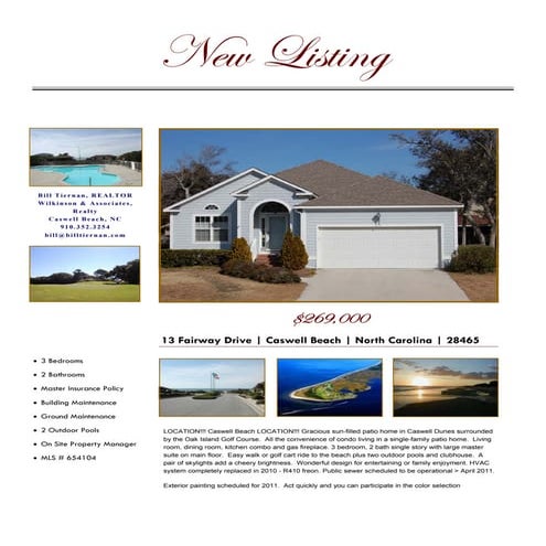 13 Fairway Drive, Caswell Beach, NC