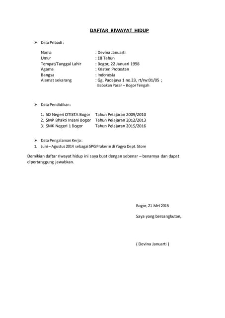 DAFTAR  RIWAYAT  HIDUP