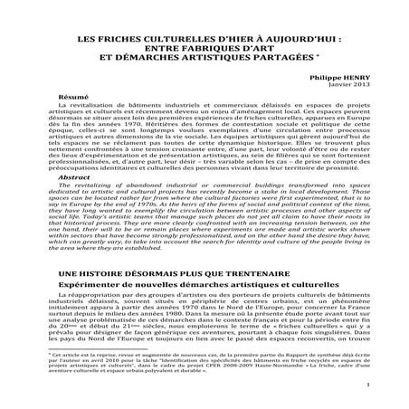 Les friches culturelles d’hier à aujourd’hui : entre fabriques d’art et démar...